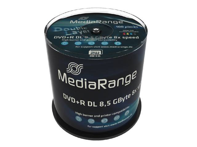 MEDIARANGE 100 x DVD+R DL - 8.5 GB 8x - mit Tintenstrahldrucker bedruckbare Ober-1