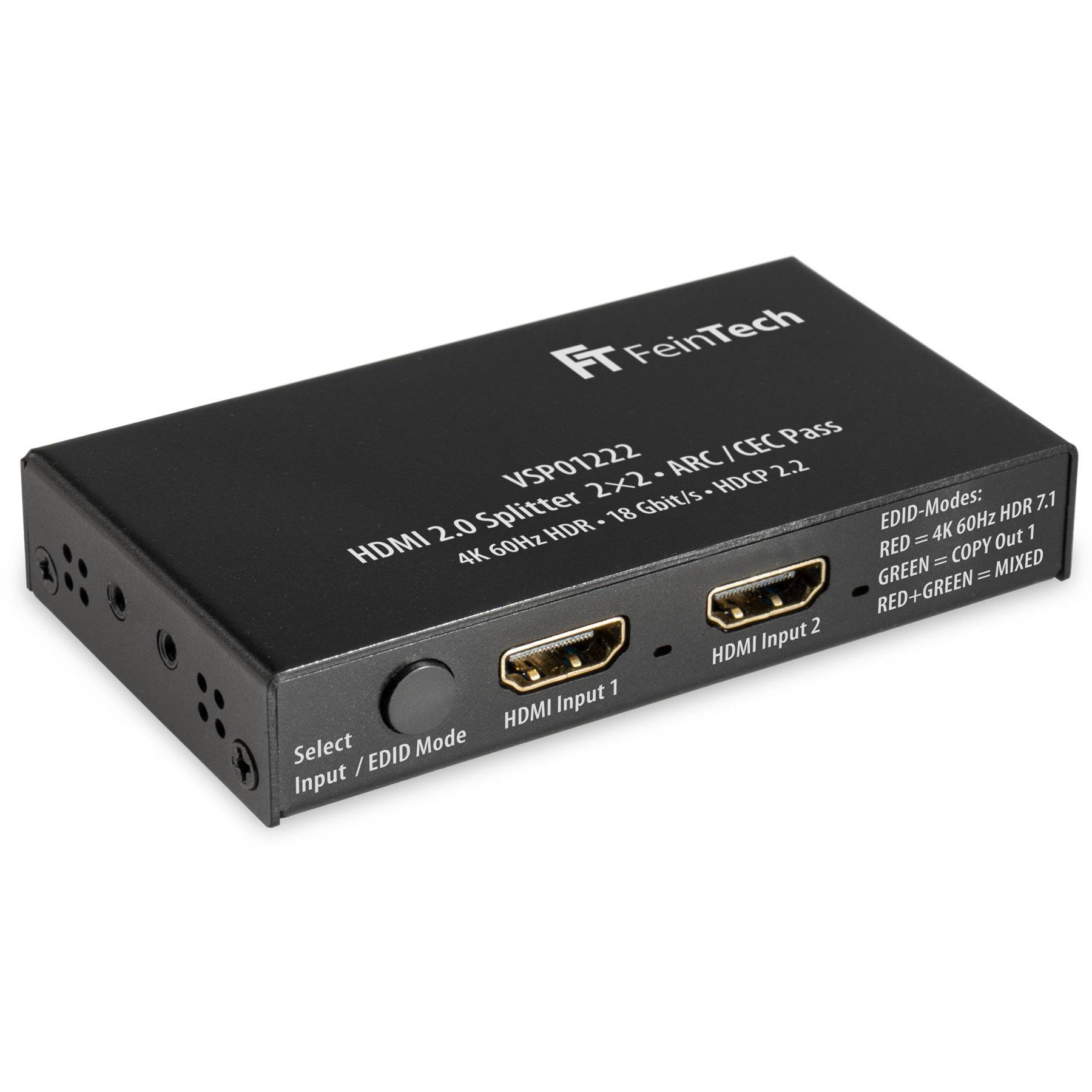 FeinTech VSP01222 HDMI 2.0 Splitter 2x2 mit ARC Pass und 4K Downscaler-2