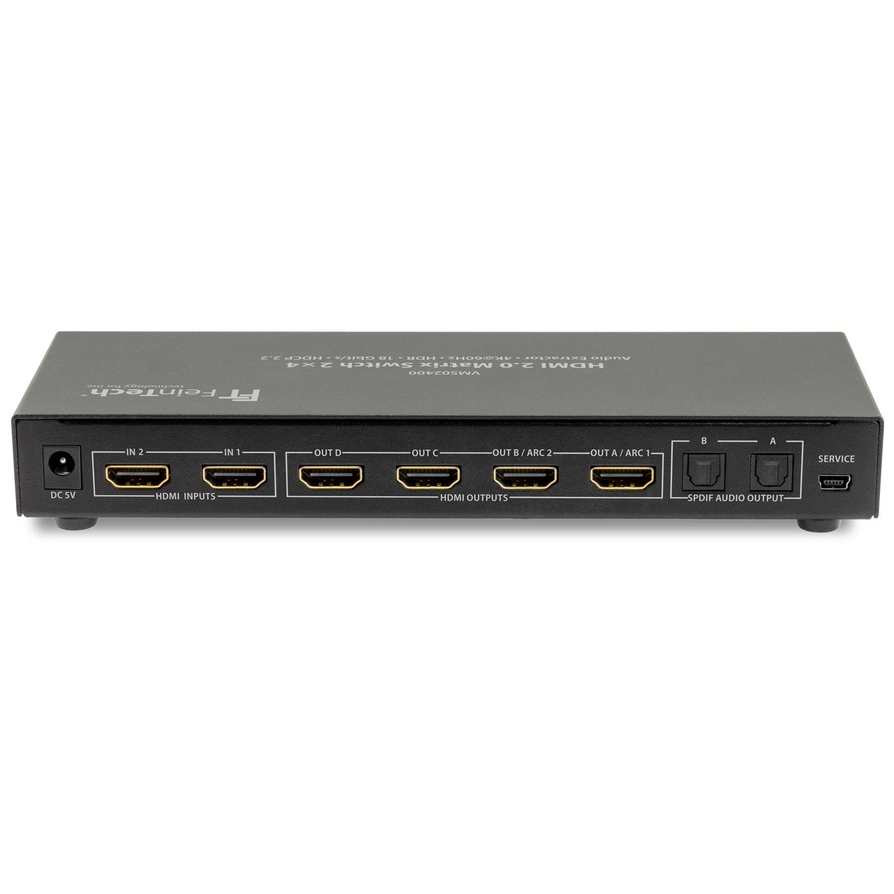 FeinTech VMS02400 HDMI 2.0 Matrix Switch 2x4 mit Audio Extractor ARC-1