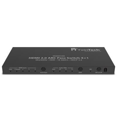 FeinTech VAX04100 HDMI 2.0 ARC Pass Switch 4x1 für TV, Soundbar und 3 Quellen