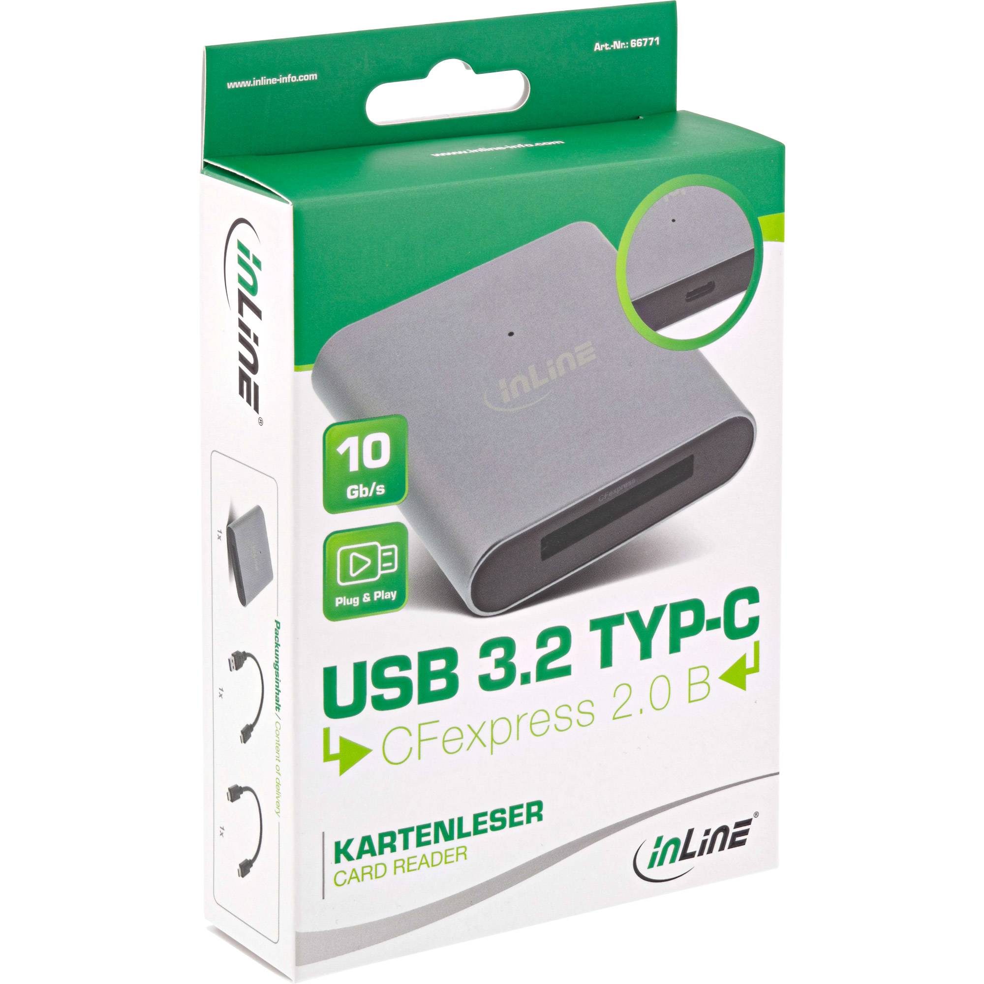 InLine® Card Reader USB 3.2 Gen.2 USB-C oder USB-A, für CFexpress Typ-B Karten-1