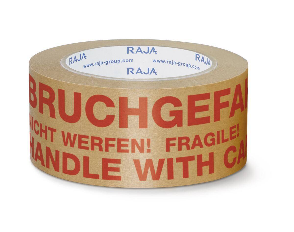 Papier-Warnklebeband,"Bruchgefahr",DE/EN,LxB 50m x 50mm,Band braun,Aufdruck rot-0