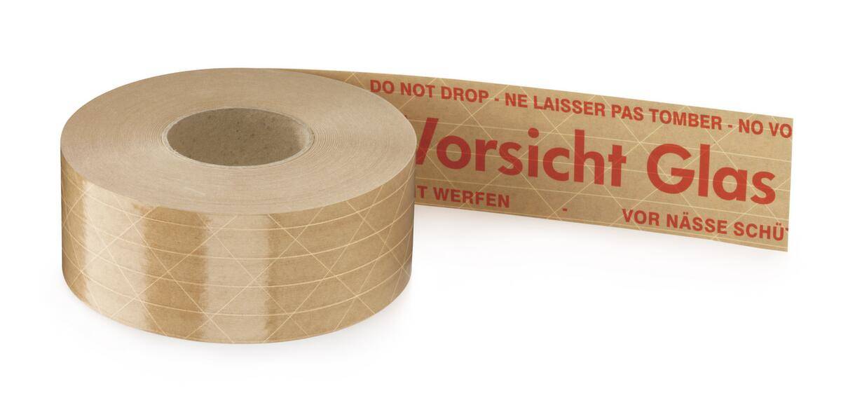Hinweis-Klebeband,"Vorsicht Glas",DE/EN/FR/ES,LxB 150m x 50mm,Band braun,Aufdruck rot-4
