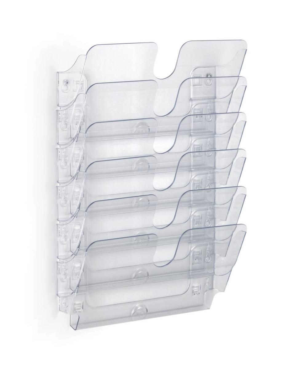 Wandprospekthalter,HxBxT 520x340x100mm,f. 6xDIN A4quer,Ablage(n) transparent-0