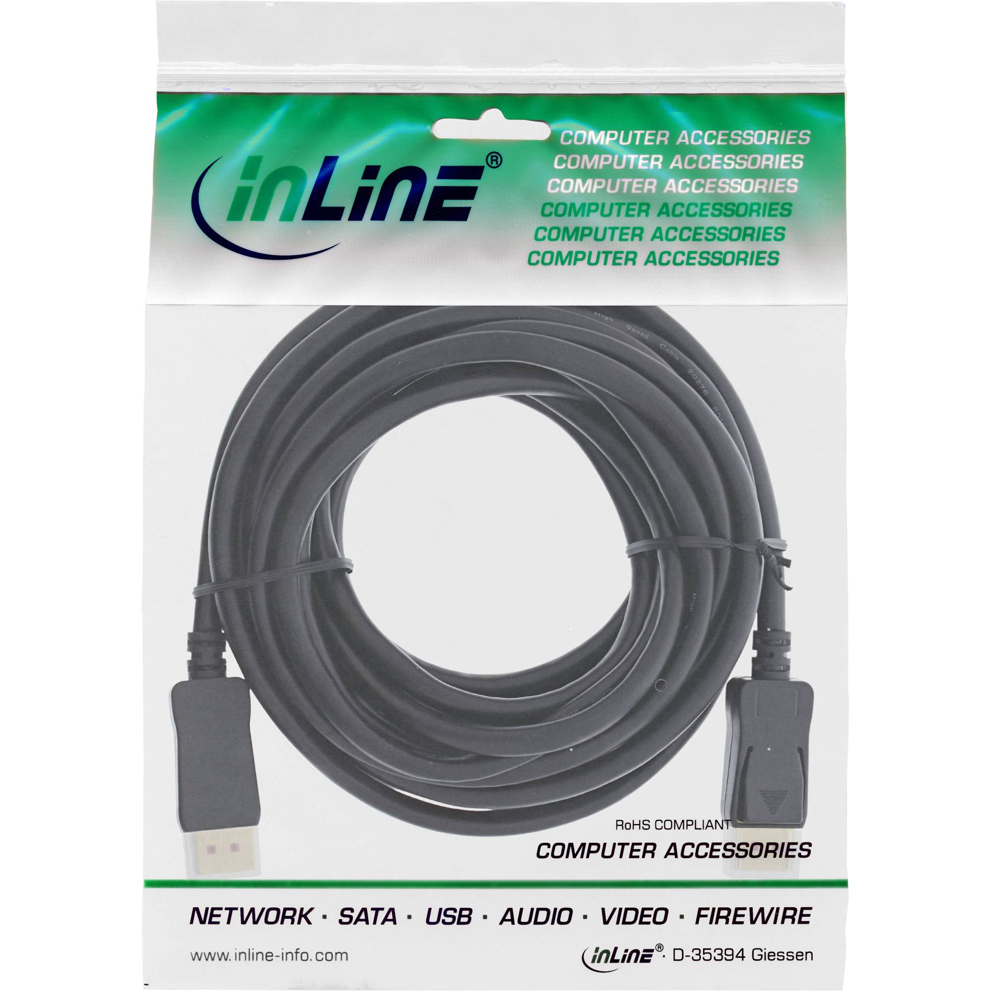 InLine® DisplayPort 1.4 Kabel aktiv, 8K4K, schwarz, vergoldete Kontakte, 10m-1