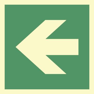 Aufkleber Richtungsangabe, ISO 3864, Folie, langnachleuchtend, 160-mcd, 400x400 mm-0