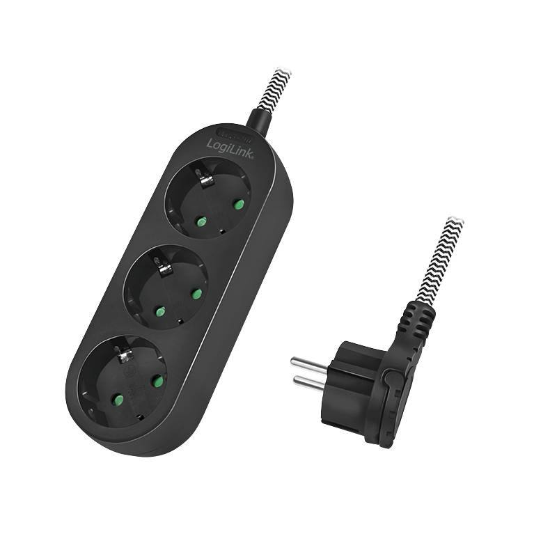 LogiLink - Steckdosenleiste - Wechselstrom 250 V - 3680 Watt - Eingabe, Eingang CEE 7/4 - Ausgangsanschlüsse: 3 (3 x Ste-1