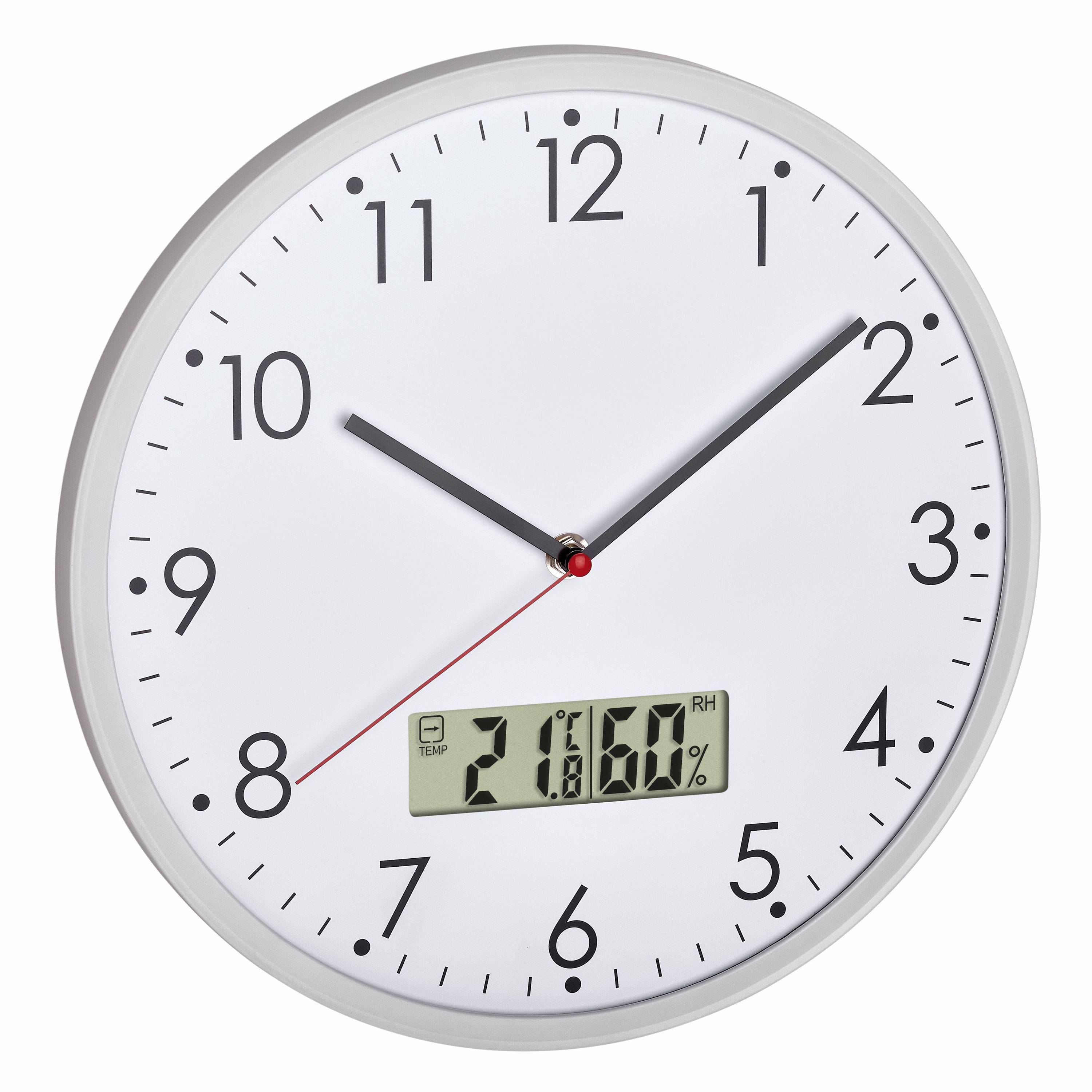 TFA-Dostmann 60.3048.02, Wand, Digitale Uhr, Rund, Weiß, Kunststoff, Glas-1