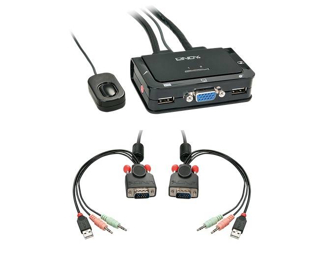 Lindy VGA KVM Switch Compact USB 2.0 Audio 2 Port-1