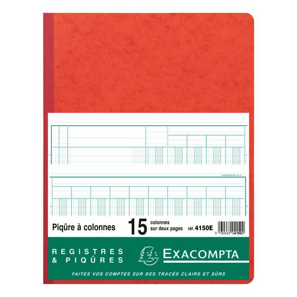 EXACOMPTA Piqûre, 15 colonnes sur 2 pages, 33 lignes
