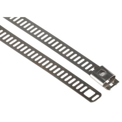 RS PRO 316 Edelstahl Kabelbinder Leiter metallik 7 mm x 225mm, 100 Stück // Packung a 100 Stück