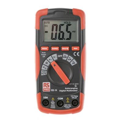 RS PRO RS14 Hand Multimeter, CAT III 600V ac / 10A ac, 20MΩ