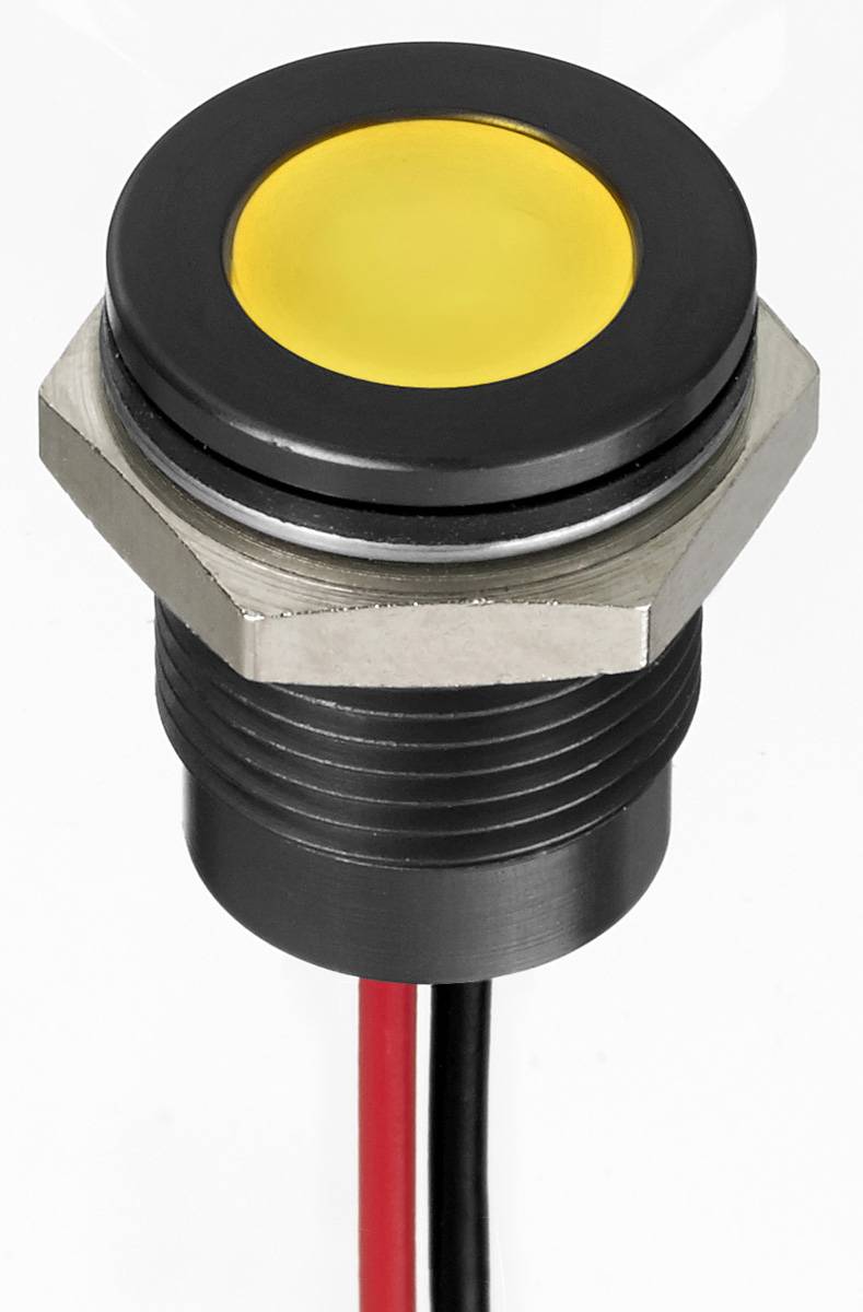 RS PRO LED Schalttafel-Anzeigelampe Gelb 24V dc, Montage-Ø 14mm, Leiter-0