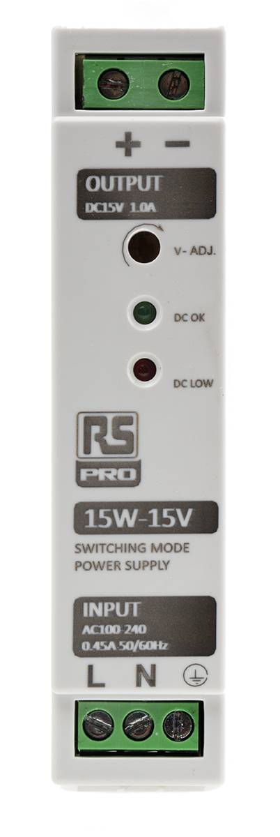 RS PRO Switch-Mode DIN-Schienen Netzteil 15W, 230V ac, 12V dc