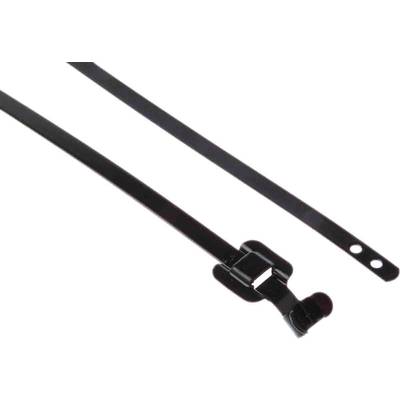 RS PRO Edelstahl mit Polyesterbeschichtung Kabelbinder lösbar Schwarz 5 mm x 330mm, 100 Stück // Packung a 100 Stück