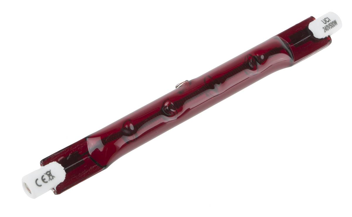 RS PRO Infrarotlampe, Rot, 500 W, R7S, 230 V, 118 mm lang, 10mm Ø, 5000h Lebensdauer