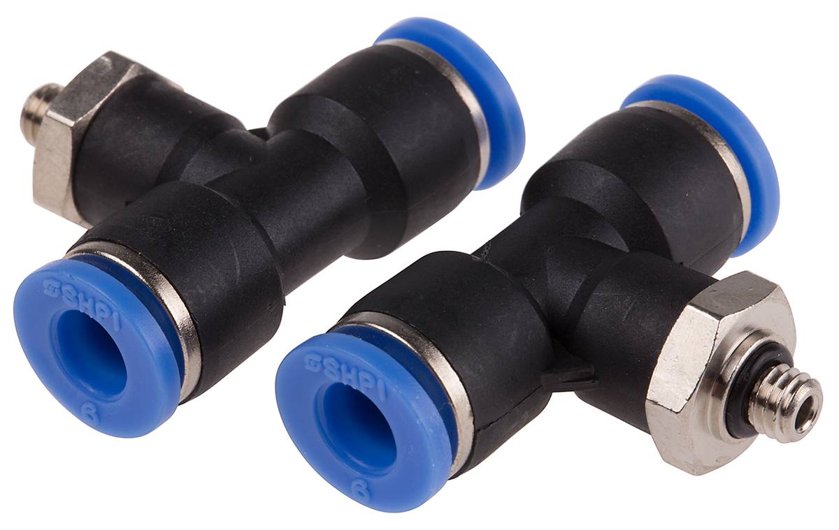 RS PRO T-Gewindeadapter, Gewinde-zu-Rohr, Polyoxymethylene, M5 Stecker, 10 bar // Packung a 10 Stück-0