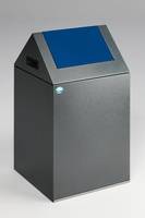 Selbstlöschender Wertstoffsammler - Kopfteil spitz - 43 l - antik-silber/blau - Höhe 600 mm - Abfallbehälter-0