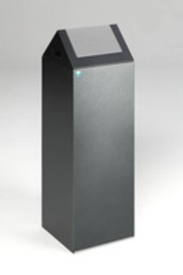 Selbstlöschender Wertstoffsammler - Kopfteil spitz - 89 l - antik-silber/silber - Höhe 1.045 mm - Abfallbehälter