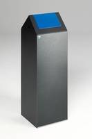Selbstlöschender Wertstoffsammler - Kopfteil spitz - 89 l - antik-silber/blau - Höhe 1.045 mm - Abfallbehälter-1