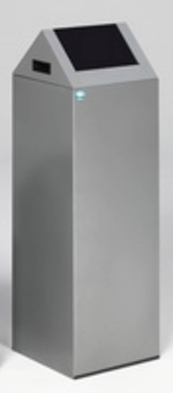Selbstlöschender Wertstoffsammler - Kopfteil spitz - 89 l - silber/anthrazit - Höhe 1.045 mm - Abfallbehälter