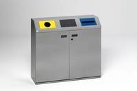 Wertstoffsammelstation, 3-Fach Einwurf (3x80 l), BxTxH 1080x375x975 mm, Farbe silber-0