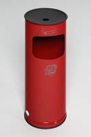 Kombiascher, Abfallsammler - schwarzer Ascheraufsatz - rund - Volumen 17 l - 610 x 250 x 250 mm (HxBxT) - feuerrot