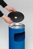 Kombiascher, Abfallsammler - schwarzer Ascheraufsatz - rund - Volumen 17 l - 610 x 250 x 250 mm (HxBxT) - enzianblau