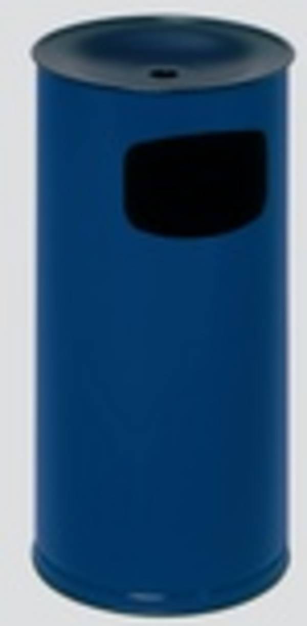 Abfallsammler - schwarzer Ascheraufsatz - rund - Volumen 44 l - 710 x 355 x 355 mm (HxBxT) - enzianblau