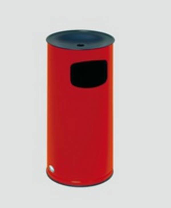 Kombiascher, Abfallsammler - schwarzer Ascheraufsatz - rund - Volumen 44 l - 710 x 355 x 355 mm (HxBxT) - feuerrot