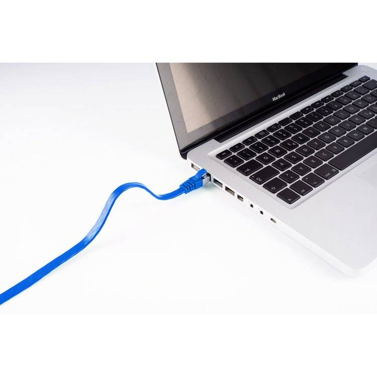 RJ45 Flachkabel m. CAT 7 Rohkabel slim blau 2m-2