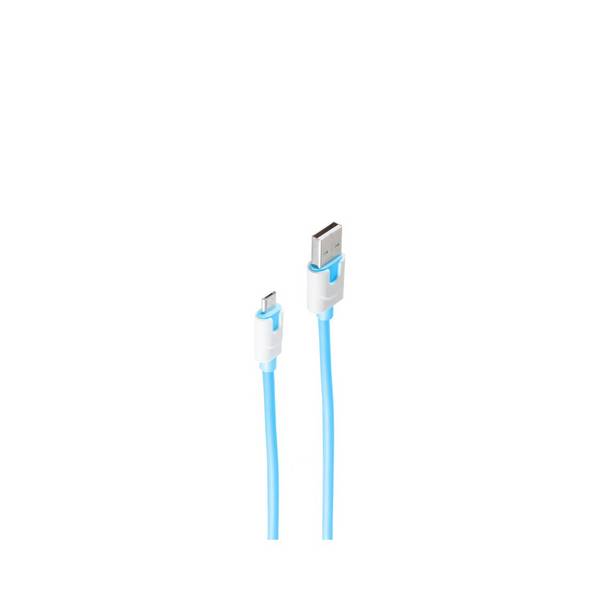 USB Ladekabel Datenkabel USB-A Stecker auf Micro-USB B Stecker blau 2m USB 2.0 Lade- und Datenkabel