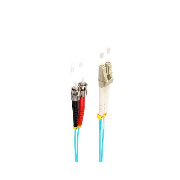 BASIC-S Duplex Patchkabel LC/ST Glasfaser LWL OM3 Multimode 50/125µ Fiber Optic Kabel 1m aqua