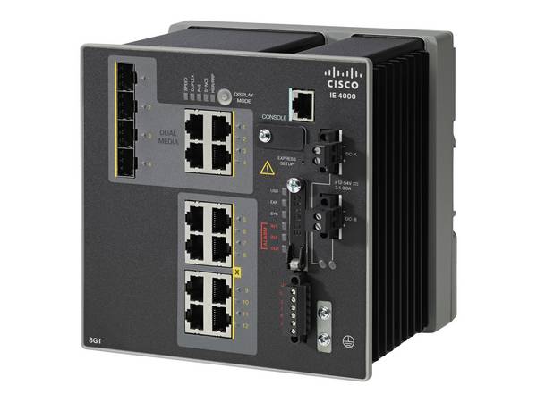 Cisco Industrial Ethernet 4000 Series - Switch - managed - 8 x 10/100/1000 + 4 x Kombi-Gigabit-SFP - an DIN-Schiene mont