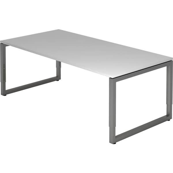 Schreibtisch O-Fuß eckig 200x100cm Grau/Graphit-0