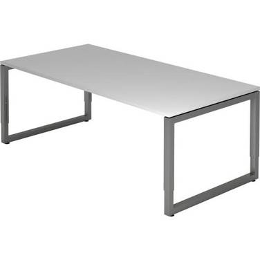 Schreibtisch O-Fuß eckig 200x100cm Grau/Graphit