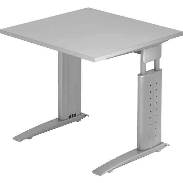 Schreibtisch C-Fuß 80x80cm Grau/Silber-0