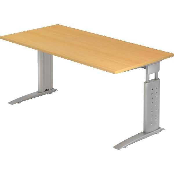 Schreibtisch C-Fuß 160x80cm Buche/Silber