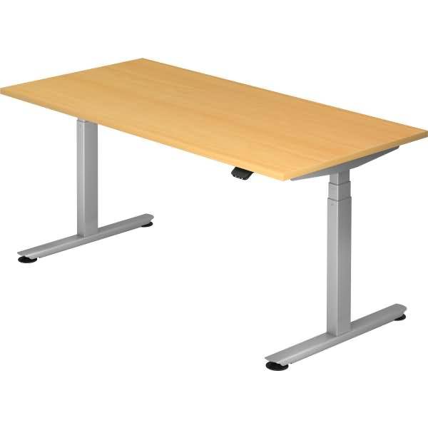 Sitz-Steh-Schreibtisch elektrisch 160x80 -127cm Buche/Silber