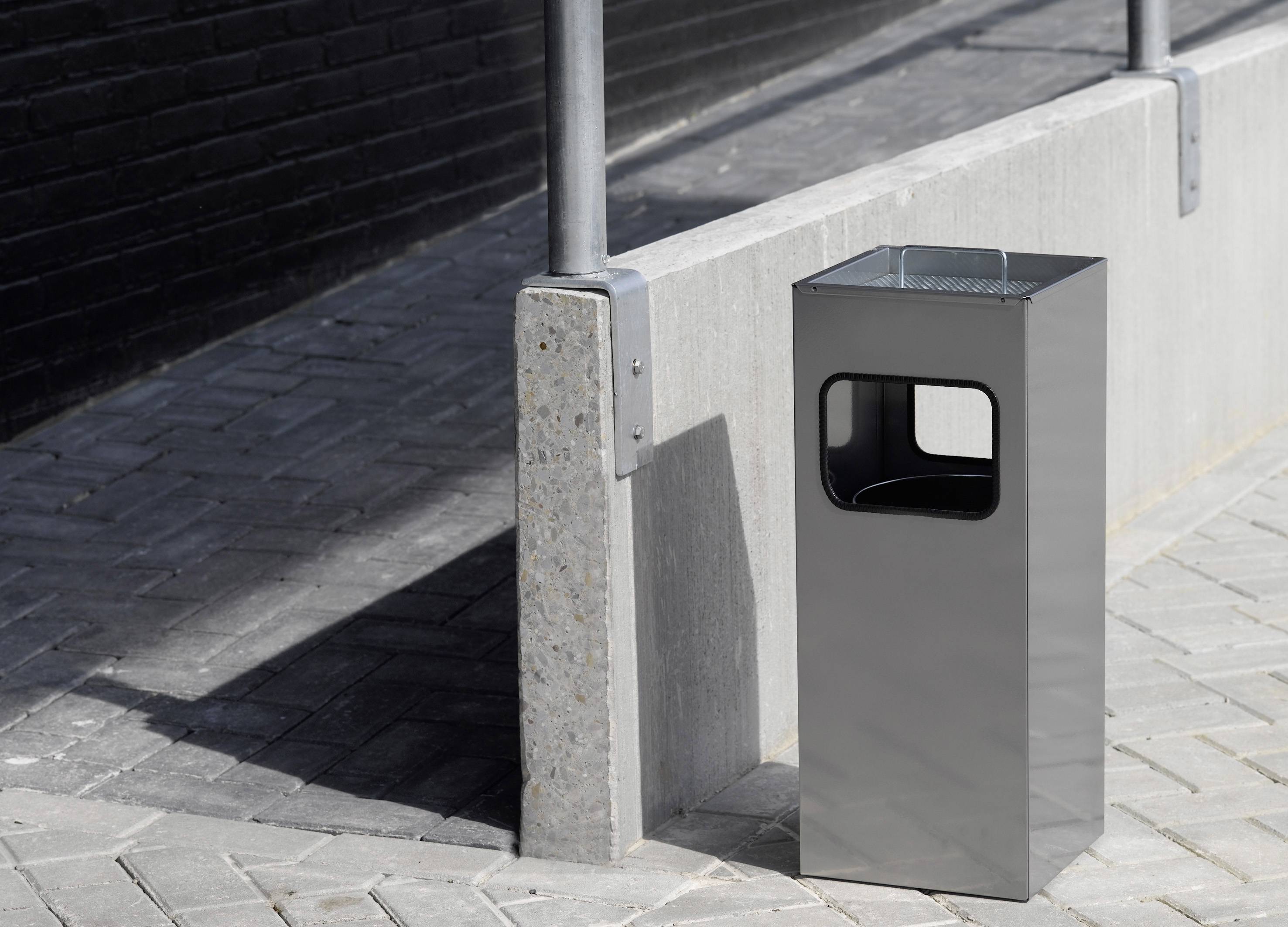 Papierkorb mit Ascher METALL eckig-5