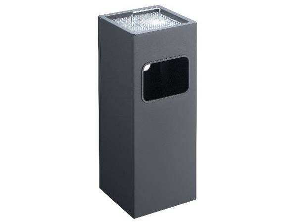 Papierkorb mit Ascher METALL eckig