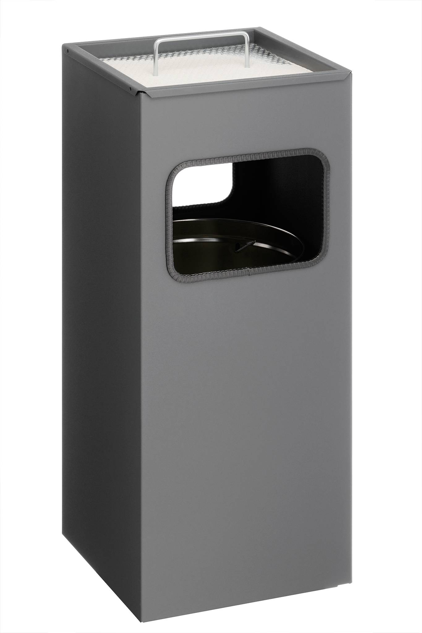 Papierkorb mit Ascher METALL eckig-4