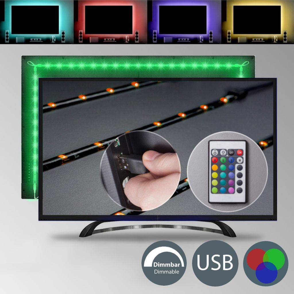 LUMPERIA® RGB LED TV Beleuchtung mit USB Anschluss Hintergrund 