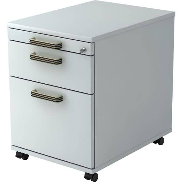 Rollcontainer 58cm 1 Schub 1 Hängeregistratur Schloss Streifengriff Grau-0
