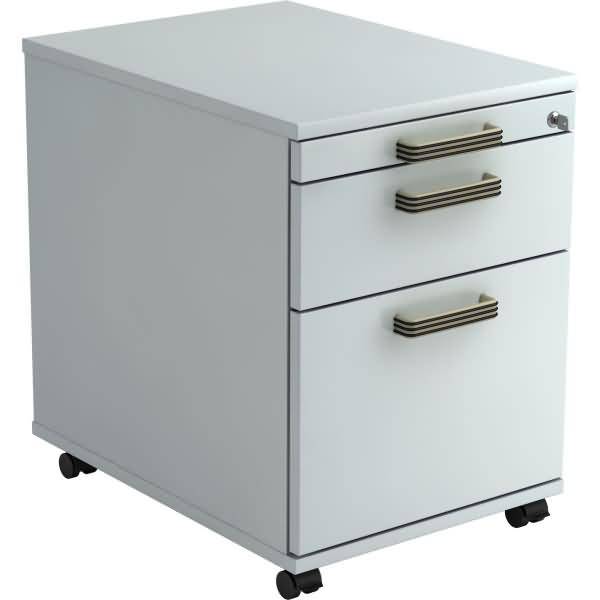 Rollcontainer 58cm 1 Schub 1 Hängeregistratur Schloss Streifengriff Grau-1