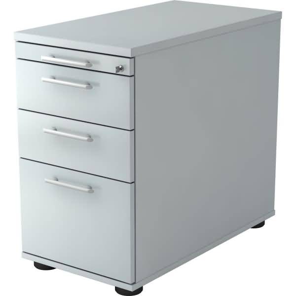 Standcontainer 80cm 2 Schub 1 Hängeregistratur Schloss Relinggriff Grau