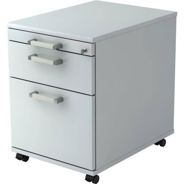 Rollcontainer 58cm 1 Schub 1 Hängeregistratur Schloss Chromgriff Grau-0