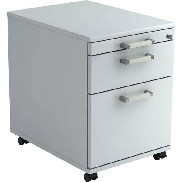 Rollcontainer 58cm 1 Schub 1 Hängeregistratur Schloss Chromgriff Grau-1