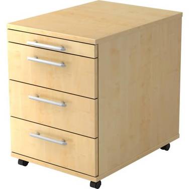 Rollcontainer 58cm 3 Schübe Relinggriff Ahorn