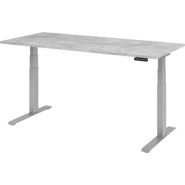 Sitz-Steh-Schreibtisch elektrisch 180x80cm Beton/Silber